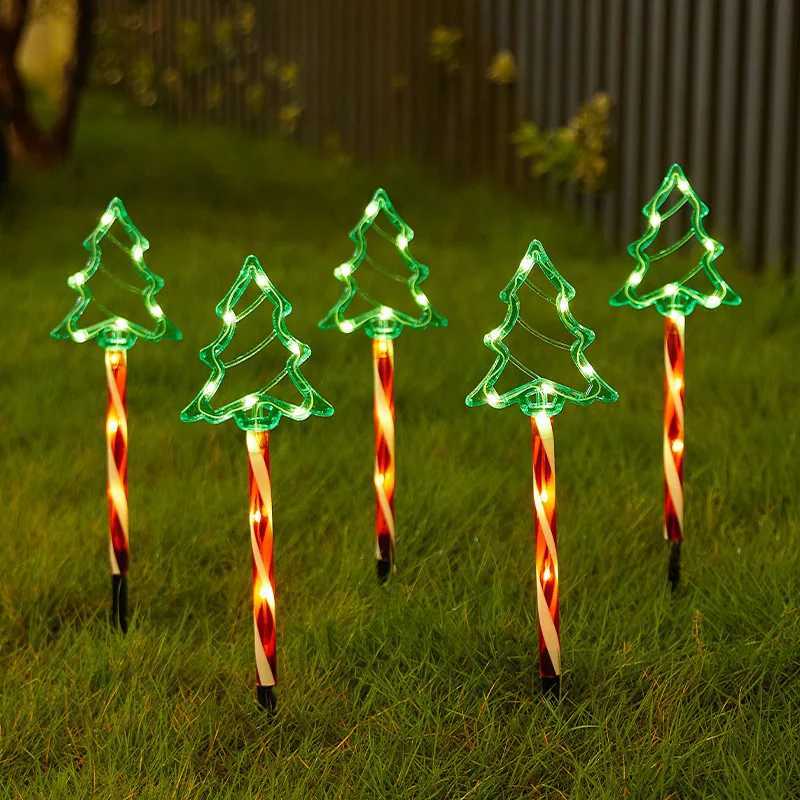 5pcs Christmas Tree Solar Plug Lights For Garden New Year Decoration Festive Atmosphere Light Lawn Lights Driveway Decor C250922