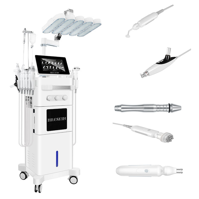 Salon Use Vertical 14 In 1 Hydra Microdermabrasion Vacuum Blackhead Removal Face Cleaning Facial Machine With Pdt Led Facial Oxygen Machine