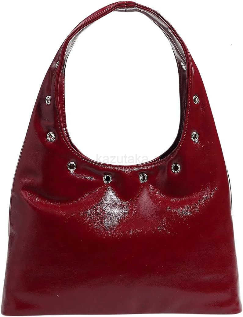 Womens Punk Top Handle Shoulder Bag Grommet Eyelet Leather Tote Bag Hobo Underarm Bag Z250922