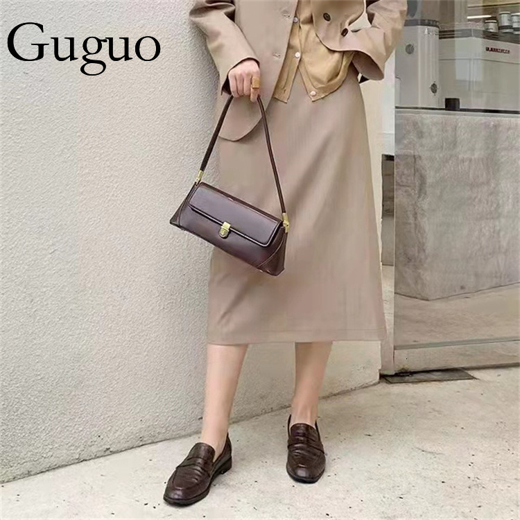 Guguo Designer Bag Niche Design High-end Retro Korean INS 2025 Spring New Underarm Baguette Bag For Women Luxury Bag Versatile Shoulder Bag