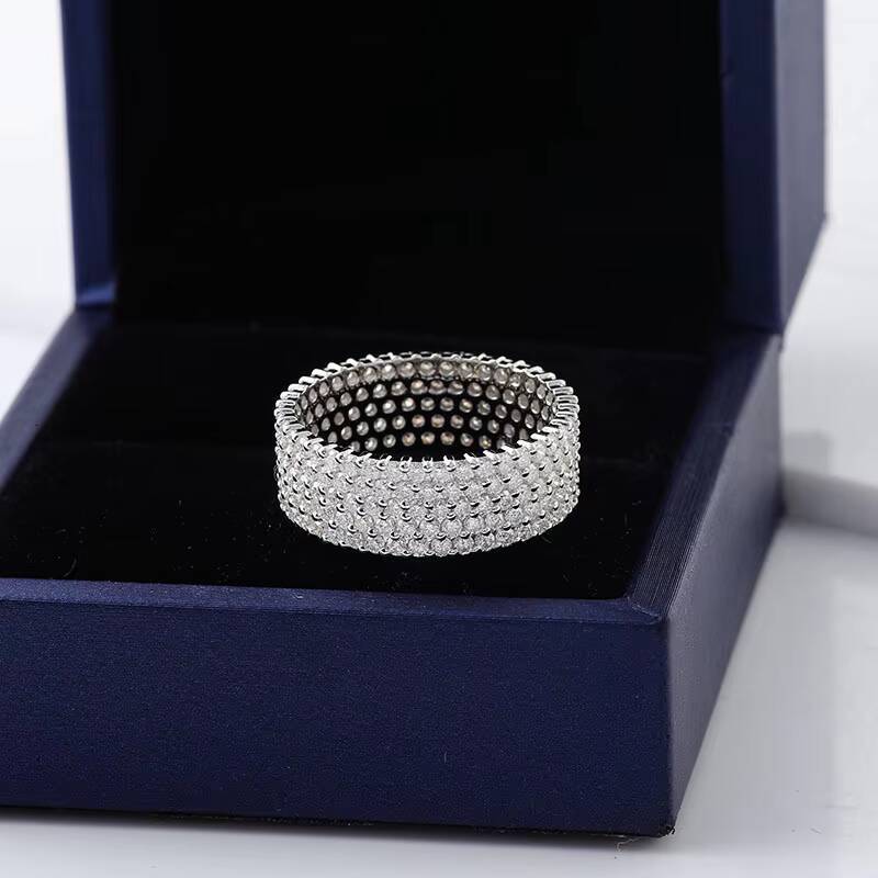 Full Size Custom Round Cut Labgrown Diamond Engagement Ring 925 Silver White Gold Plated Ring Lab Grown Diamond Ring Hip Hop Men