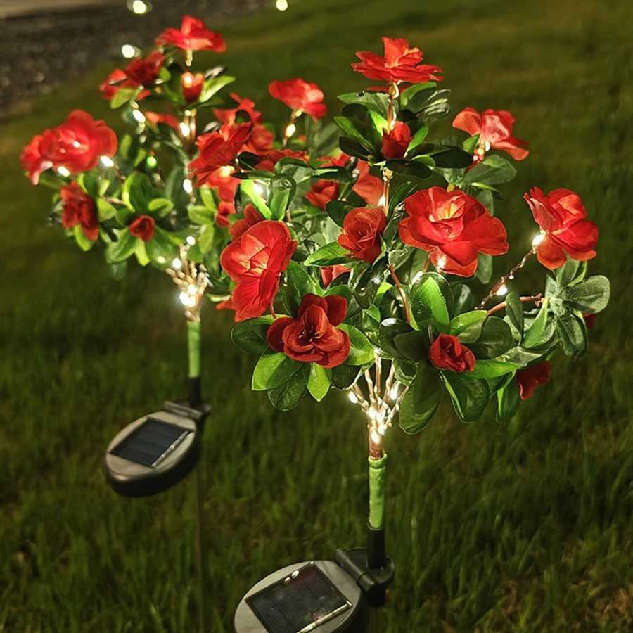 LED simulation lawn light solar azalea flower ground plug light outdoor courtyard decoration light C250922