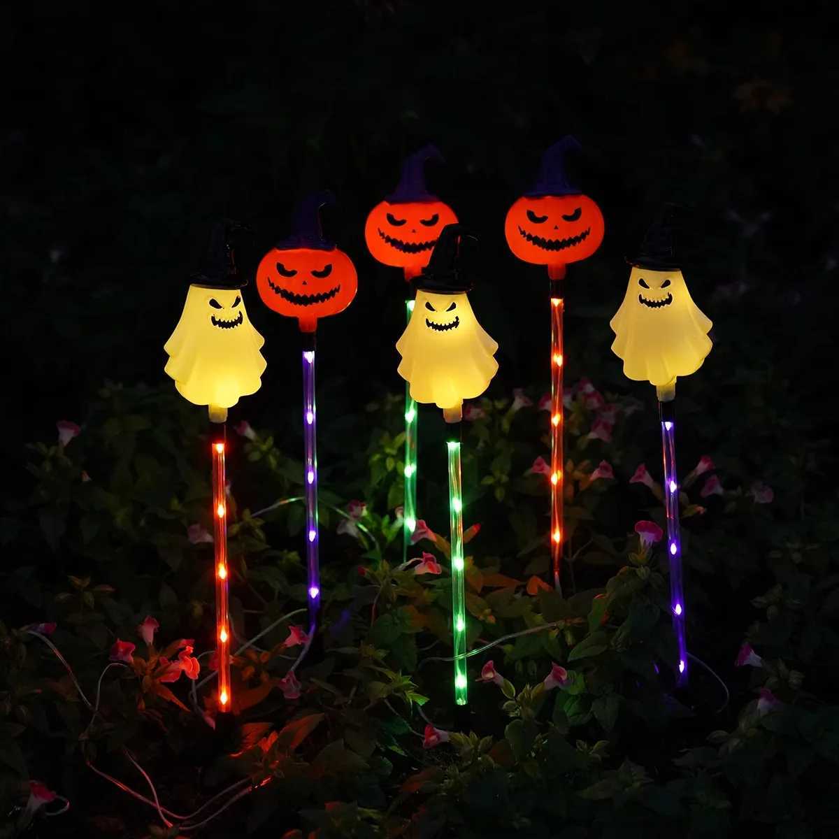 6pcs Solar LED Halloween Lights Pumpkin Eyeball Pathway Lights for Outdoor Patio Garden Lawn Decor Holiday Lights Waterproof C250922