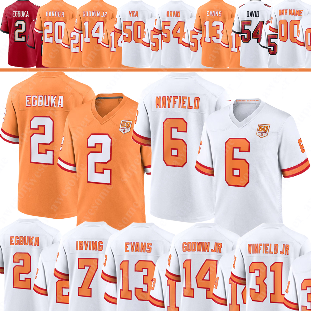 Baker Mayfield Football Jersey Mike Evans Chris Godwin Antoine Winfield Jr. Vita Vea Lavonte David Tristan Wirfs John Lynch Emeka Egbuka Irving Mike Alstott Tom Brady