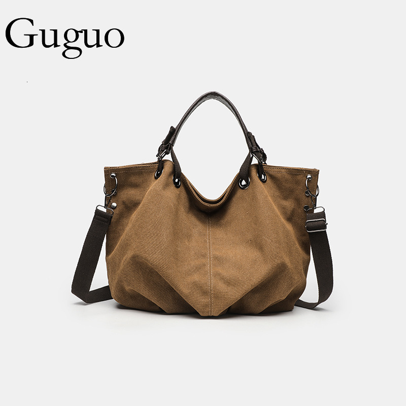 Guguo Designer Bag Japanese Style Retro Tote Bag For Women, Commuter Handbag, Lazy Style Large Capacity Work Canvas Bag, Luxury Bag Student Class Bag