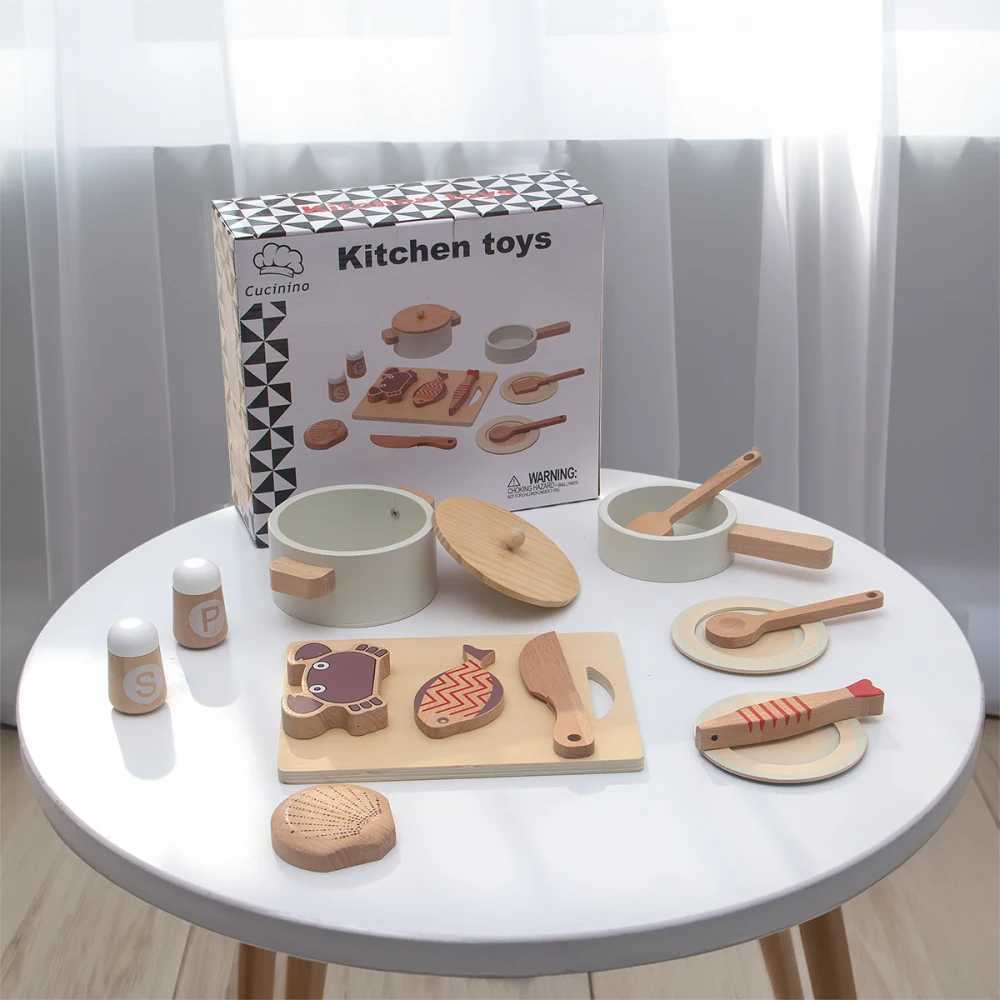Wooden childrens simulation kitchen toysearly education educational toys simulationpots and pans food roleplay chef C250922