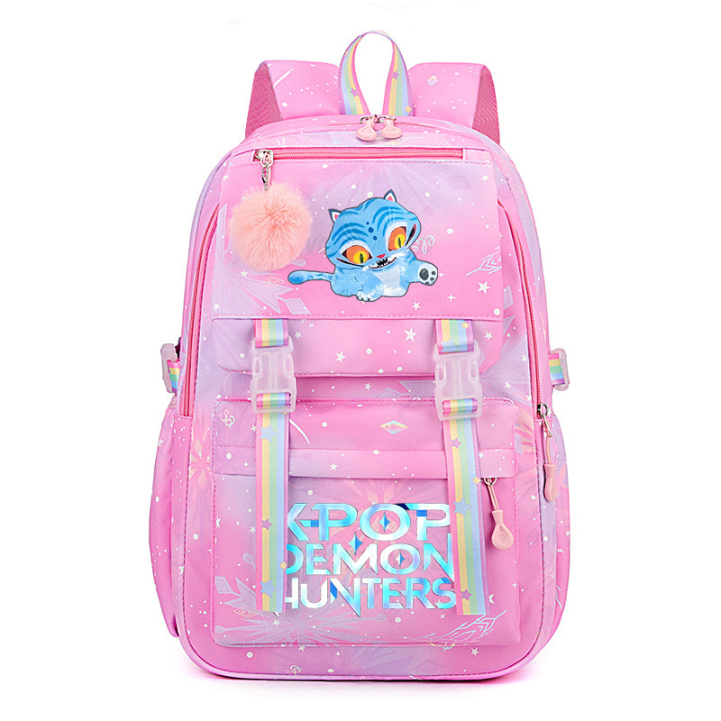 Kpop Demon Hunters Preppy Style Model School Backpack College Style Lightweight Backpack Sweet&Fresh Rainbow Backpack
