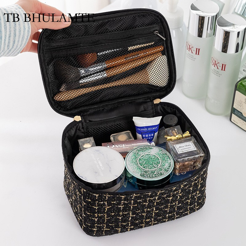 TB BHULAMTE Designer Luxury Makeup Organizer Bag Multi-functional Small Fragrance Style Large Capacity Woven Toiletry Bag Portable High Appearance Han