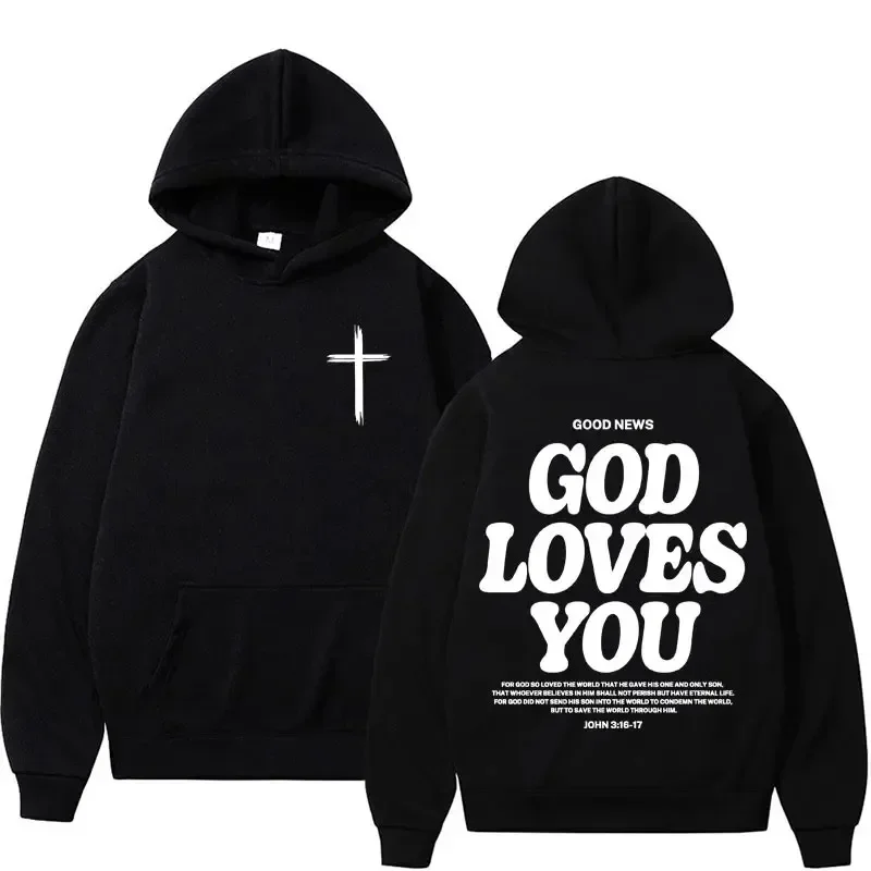 Hoodies Harajuku Christian Aesthetics Jesus Church Bible God Loves You Hoodies Men and Women Retro Sweaters Strt Clothing Y2K L251018TS5C