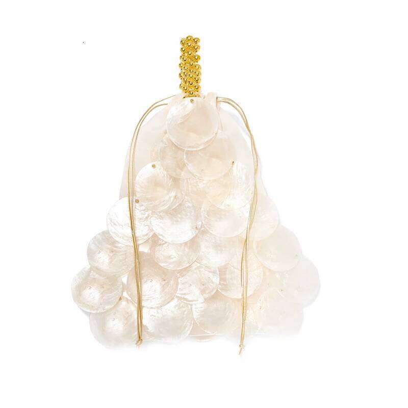 Designer Luxury Shell Natural Piece Sequin Hand Weaving Beaded Pearl Bag Women Evening Sequins Handbag