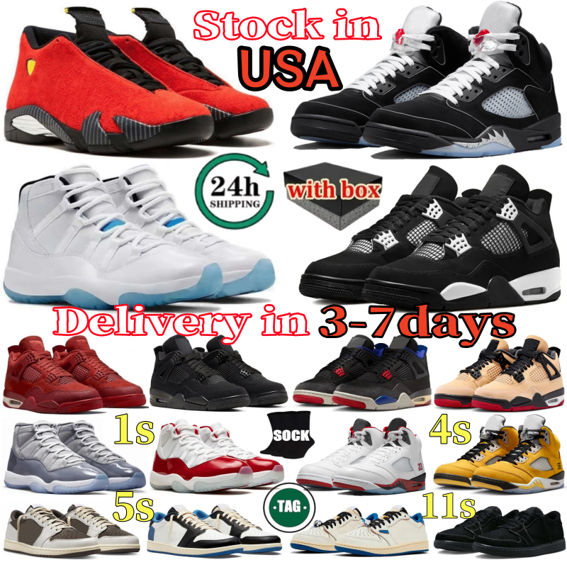 American Warehouse Designer Basketball Shoes 1s 4s 5s 11s 14s Ferrari Black Cat Metallic Reimagined Fire Red White Cement Cool Grey Olive Men Women Trainers Sneakers