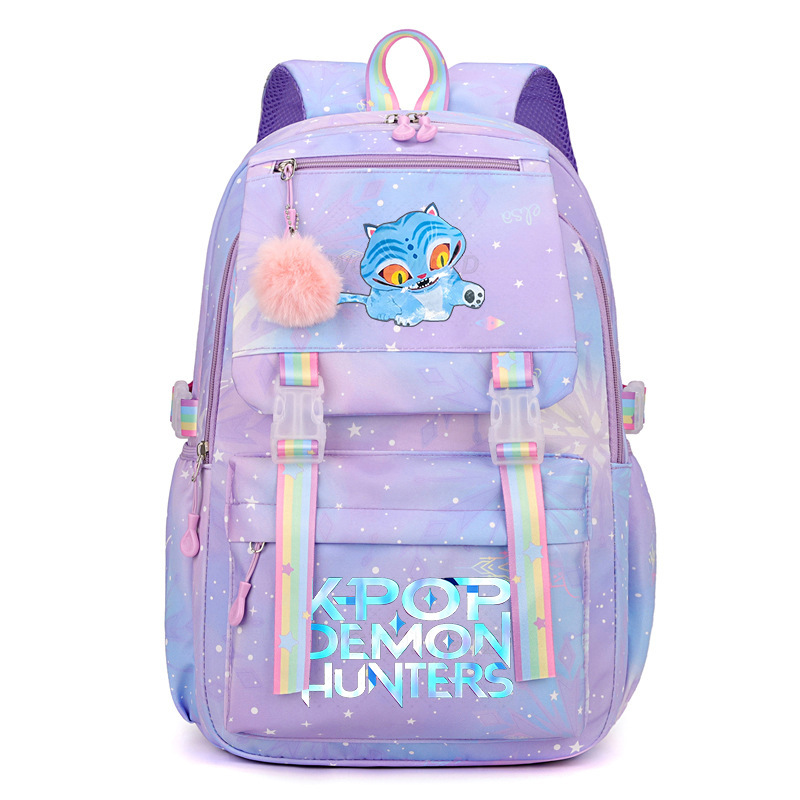 Kpop Demon Hunters Preppy Style Model School Backpack College Style Lightweight Backpack Sweet&Fresh Rainbow Backpack