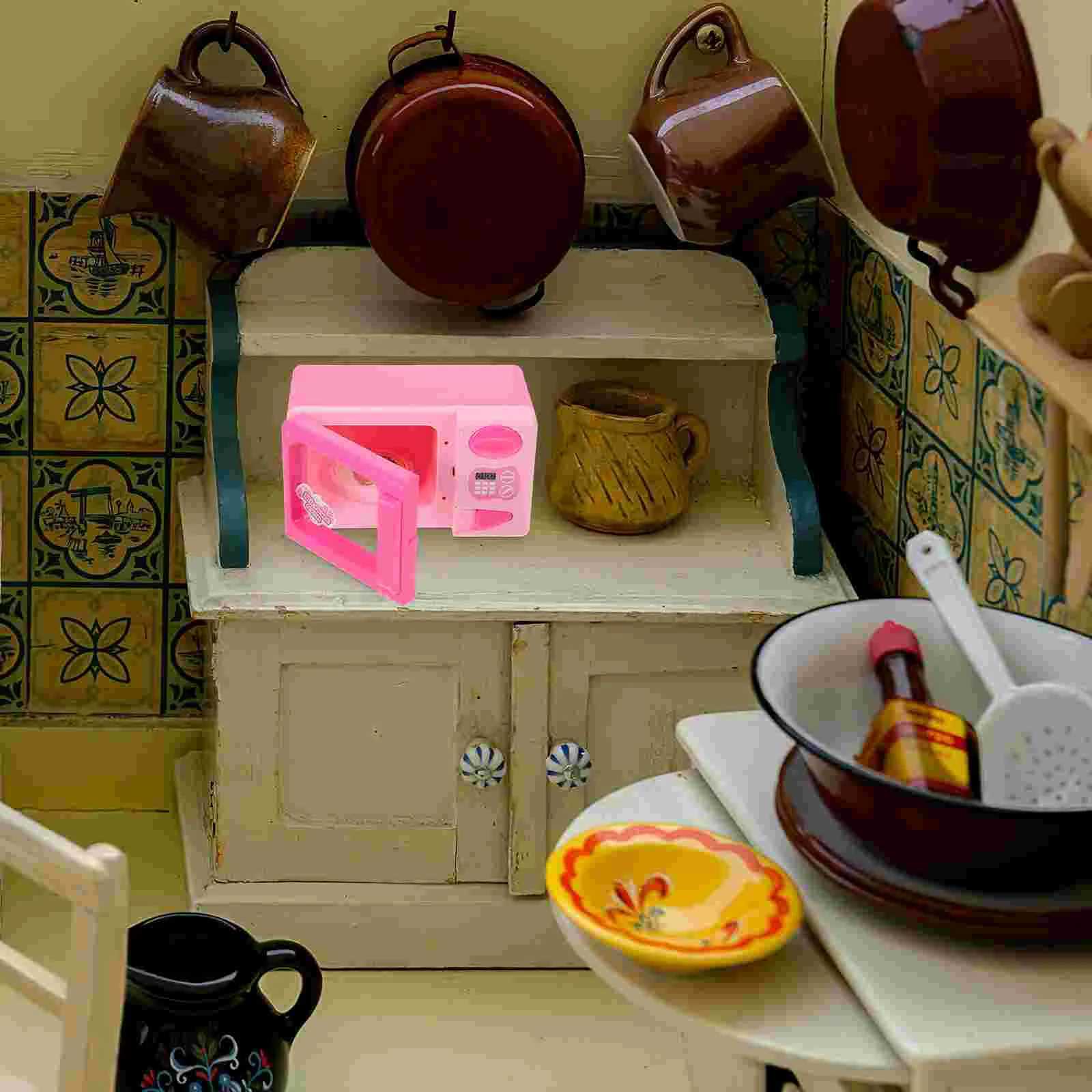 1pc Kids Microwave Oven Toy Educational Plaything Dollhouse Accessories Miniature Kitchen Decor Pretend Microwave Plastic Model C2509221