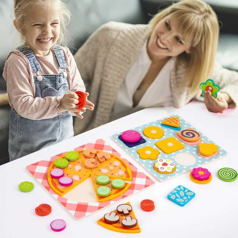 Kids Pizza Cookie Set Cutting Toy Simulation Wooden Pizza Dinette Child Toy Kitchen Pretend Play Food Cooking Kitchen Funny Toys C250922