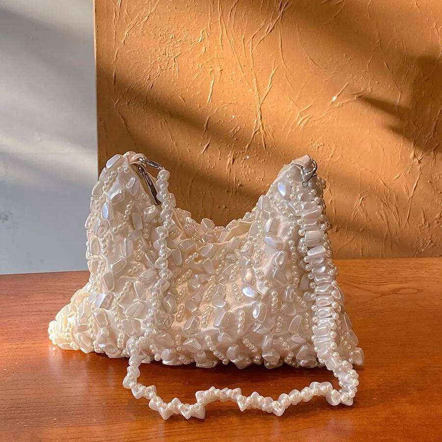 Designer Luxury Handmade Dia Bucket Evening Chain Shoulder Beaded Clutch Bag For Wedding Party