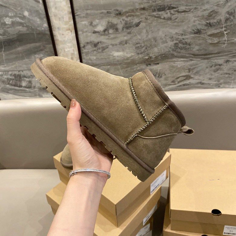 Free Shipping 2025 Women's Short Snow Boots Genuine Leather Waterproof Shearling Lined Winter Boots Non-Slip Warm Thermal Ankle Boots