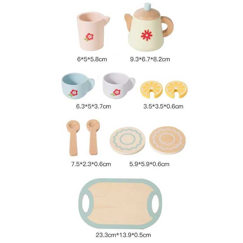 Kids Wooden Tea Set Play House Pretend Make Tea Play With Teapot Teacup Afternoon Snack Role Playing Toys Boys Girls Gift C250922