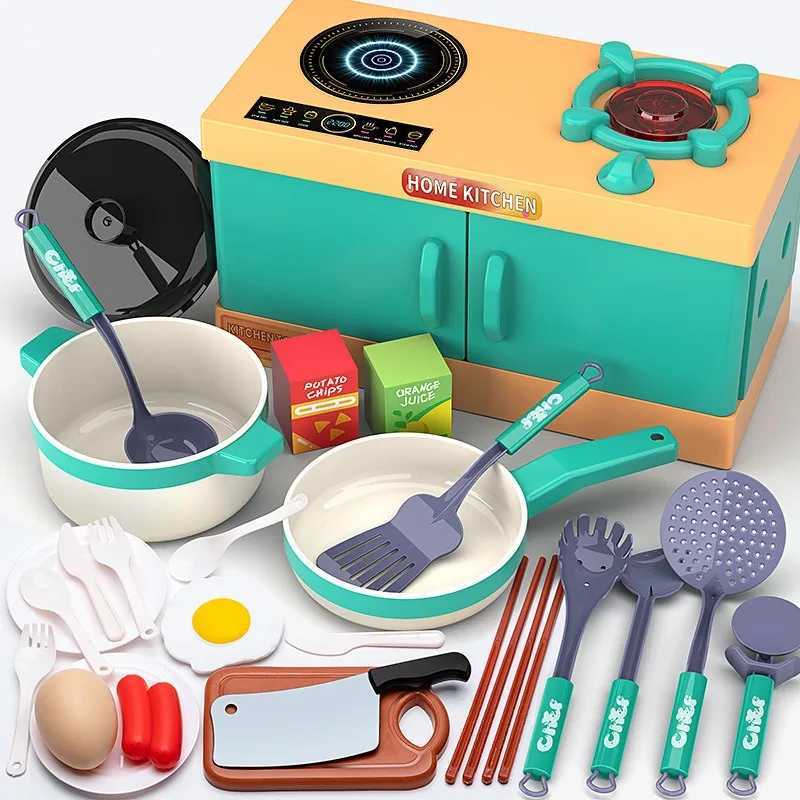 33Pcsset Kids Kitchen Toy Set for Boys and Girls Cooking At Home Simulation Kitchenware Stove Birthday Gift Children Kitchen C250922