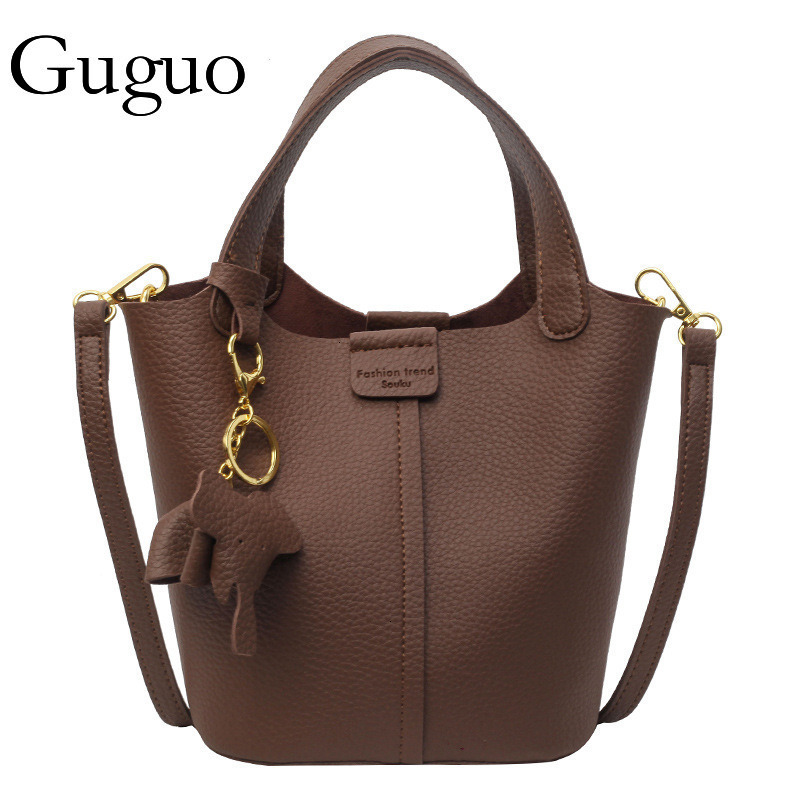 Guguo Designer Bag Luxury Bag Yuezi Bag Women 2025 New Fashion Trendy Color-block Handbag Mother-daughter Bucket Bag Casual Lychee Pattern Crossbody B