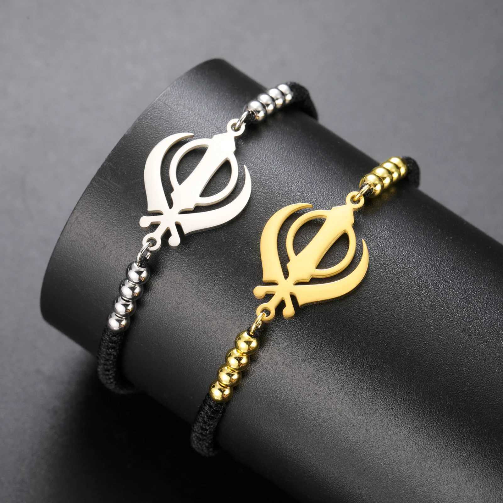 Handed Sikh religious symbols mens and wens bracelets stainless steel India Pakistan protective amets spiritual jewelry X250922 - view 3