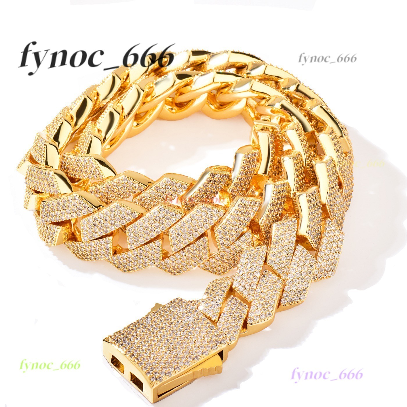 Wholesale 20mm Rhombic Cuban Link Bracelet Necklace Gold Brass Iced Bling Cubic Morganite Diamond Miami Cuban Links Chain Jewelry