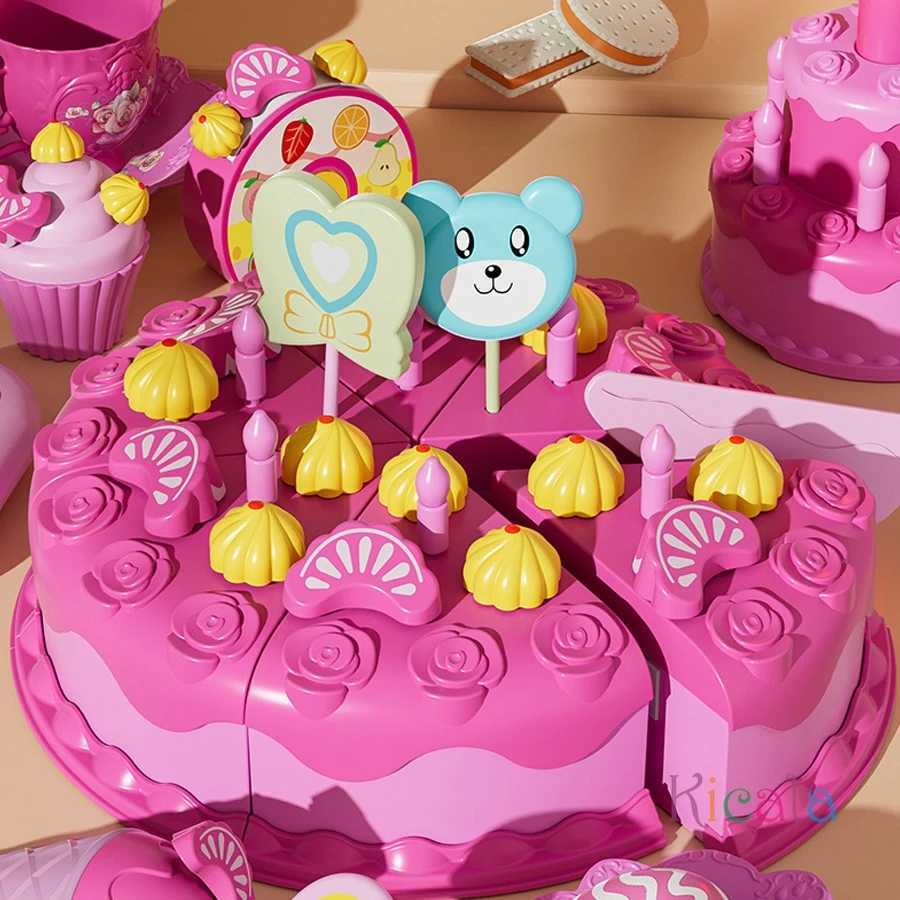 Play House Birthday Cake Cutting Toys Playing Simulation Blowing Candle Dessert Fruit DIY Toy Birthday Gift Perfect for New Year C250922