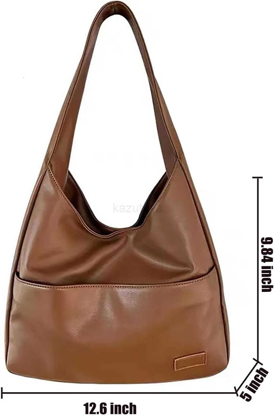 Brown Leather Tote Bag Large Capacity Womens Everyday Hobo Weekender Purse Z250922