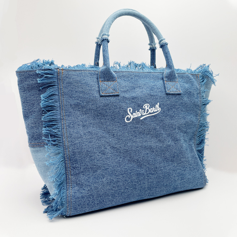SAINT BARTH New Crossbody Thousand Bird Grid Small Size Women's Bag, Cotton And Linen Handmade Tassel Handbag, Tote Bag