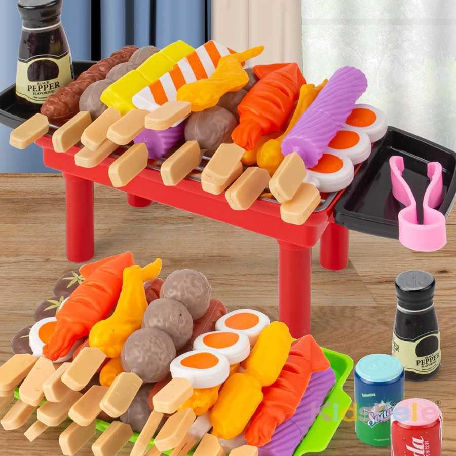 Large Play Food Set for Kids Kitchen BBQ Grill Hot Pot Pretend Cooking Toys Birthday Gift for Children C250922