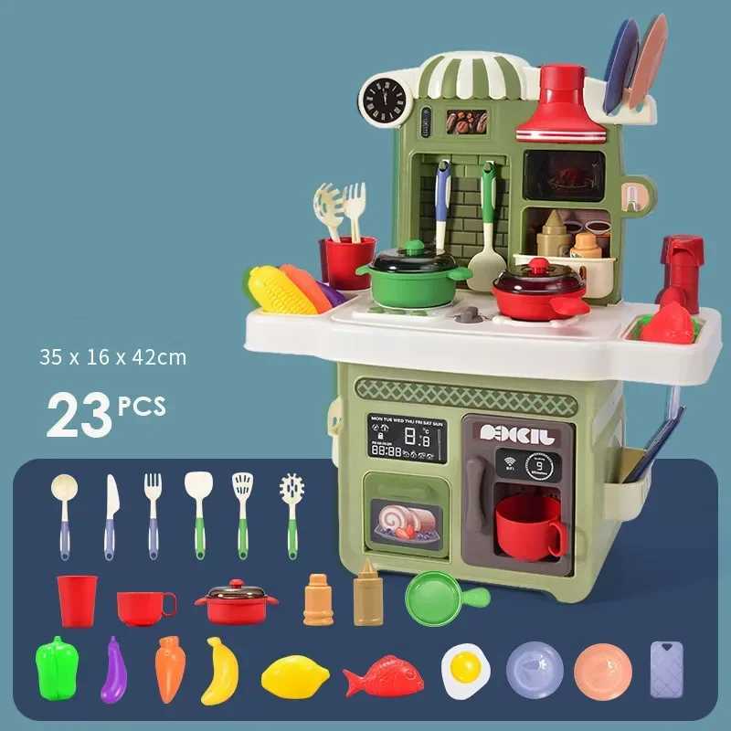 Funny 23pcsset Kitchen Sets Simulation kitchen Cooking play house toys children interactive educational toys baby best gift C250922