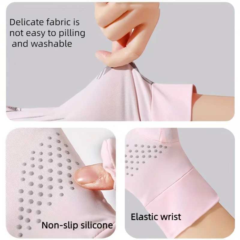 Sunscreen Gloves Ice Silk Breathable Outdoor Sports Cycling Gloves AntiSlip QuickDrying Gloves Women Light Driving Gloves J250922