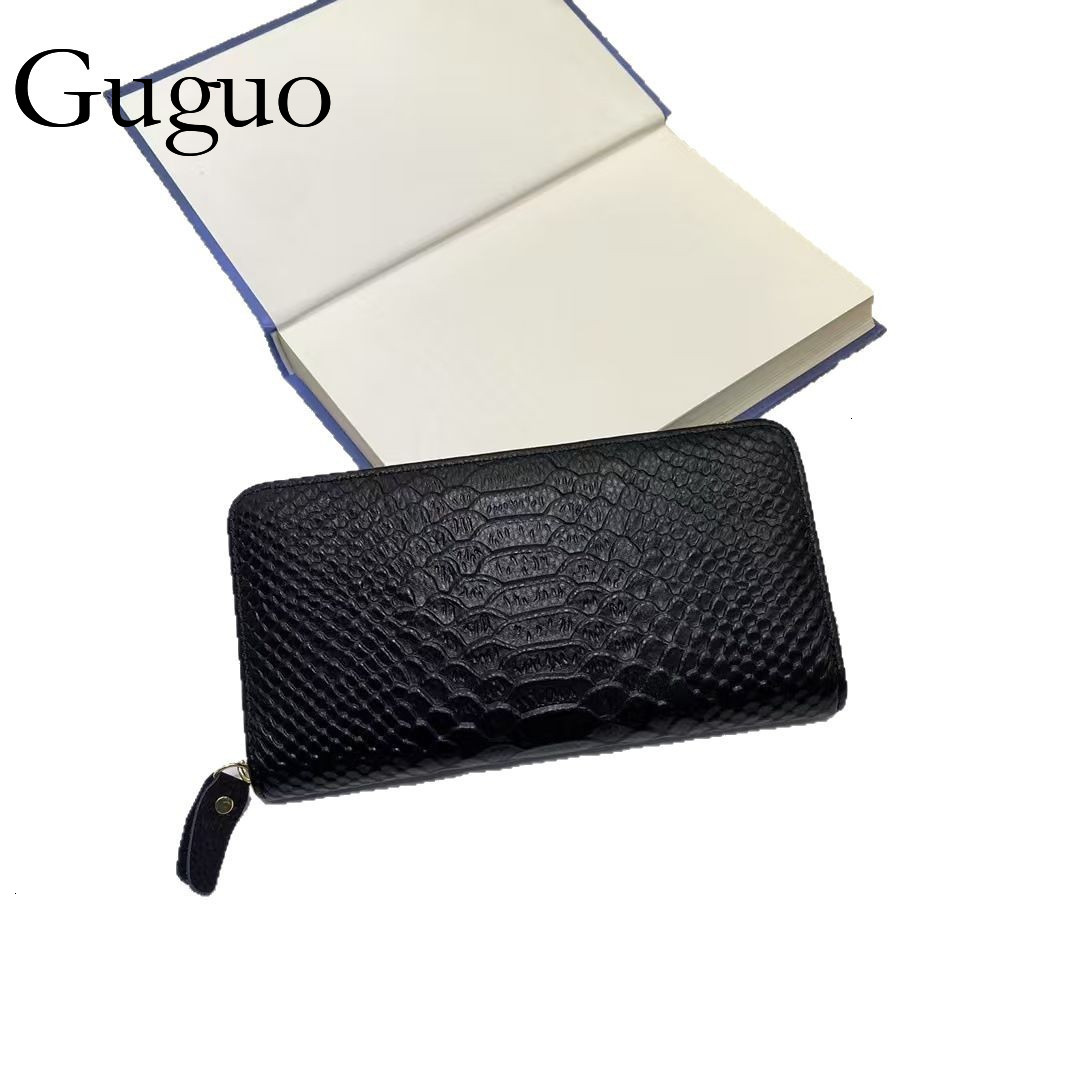 Guguo Designer Bag Women's Long Genuine Leather Wallet Fashion Flip Embossed Cowhide Multi-card Slot Soft Leather 80% Luxury Bag Off Zipper New S