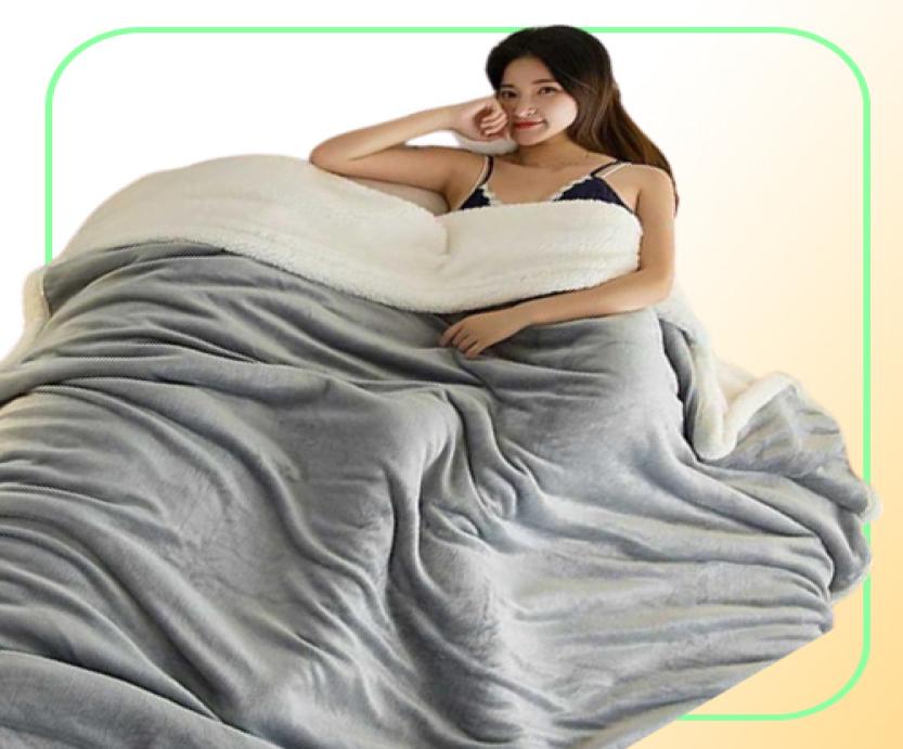 Double Thickening Lamb Cashmere Blanket Sofa Winter Super Warm Cozy Throw Blankets for Office Siesta AirCondition Bedspread6303360