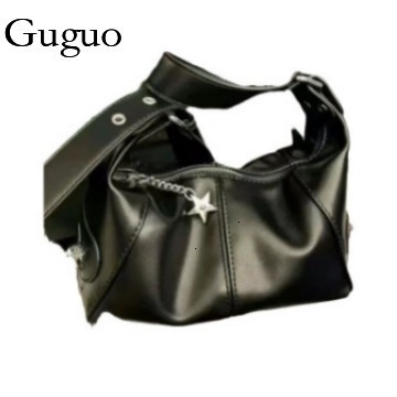 Guguo Designer Bag Niche Design Cool Girl Underarm Motorcycle Bag Women Luxury Bag 2025 New Retro Shoulder Bag Handheld Dumpling Bag