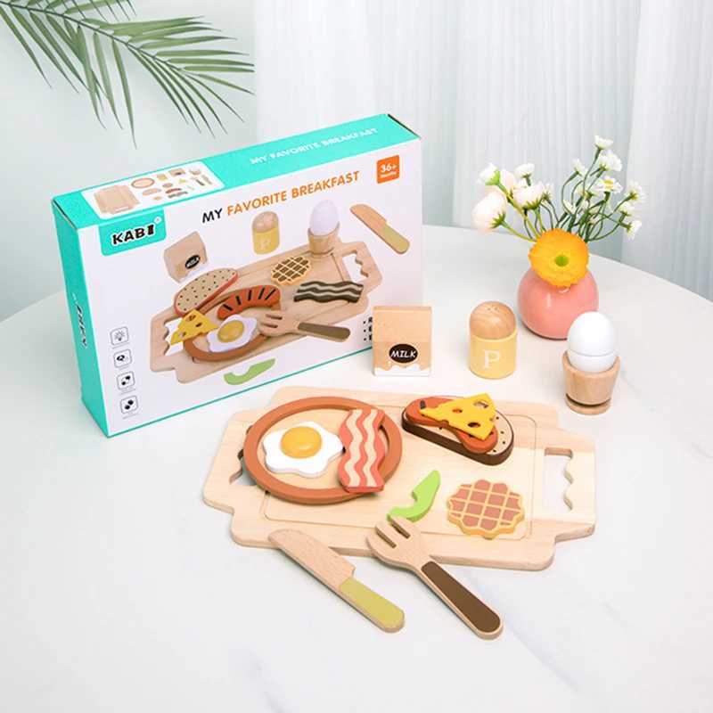 Wooden Kitchen Toys Pretend Play Set Cut Meat Vegetables Simulation Kitchen Playhouse Game Montessori early Educational Toys C250922