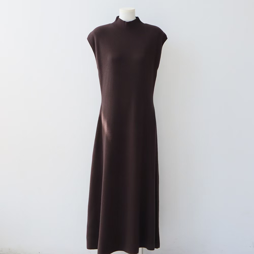 K2204 French ins dress women 2025 autumn Tencel wool elastic slit hip long skirt slim date commuting