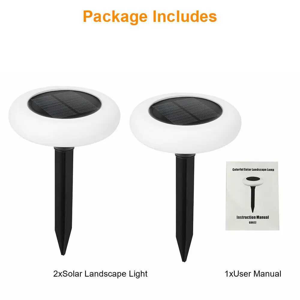2Pack Solar LED Light Outdoor Lawn Lamp Yard Lanscape Color Changing C250922