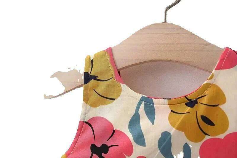 Summer Baby Flower Print Bow Princess Party Dress Hat Girl Outfits Children Clothes Set Toddler Infant Newborn Dress