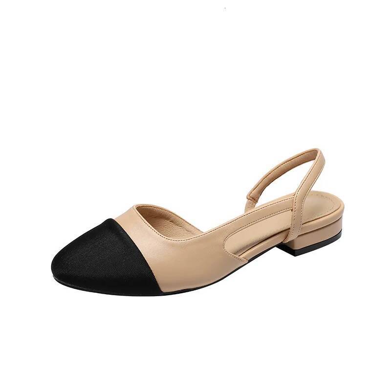 Patchwork Leather Slingbacks Women's Fashion Flat Heel Formal Ladies Sexy Sandals Dress Wedding Party Shoes ddmypanda