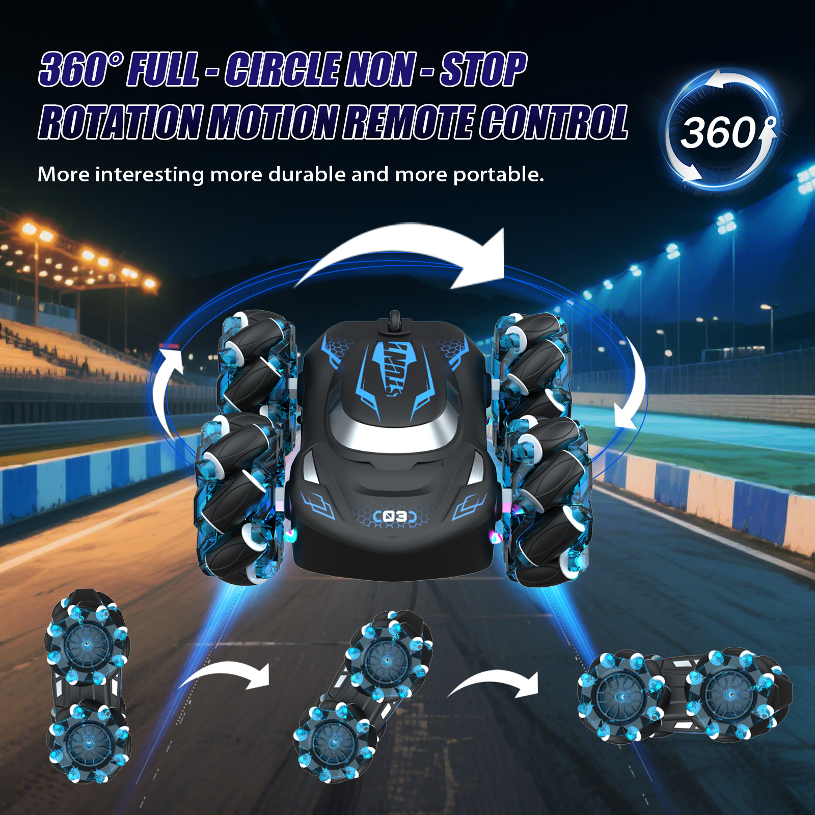 Blue - Small Dual-Sided Vehicle (Single Remote Control)