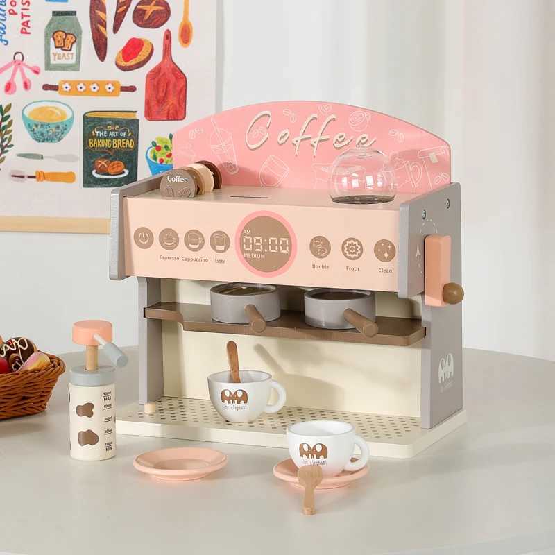 Kids Coffee Maker Wooden Toy Coffee Maker fun parentchild interaction kitchen simulation Play Kitchen Accessories Toy Sets C250922