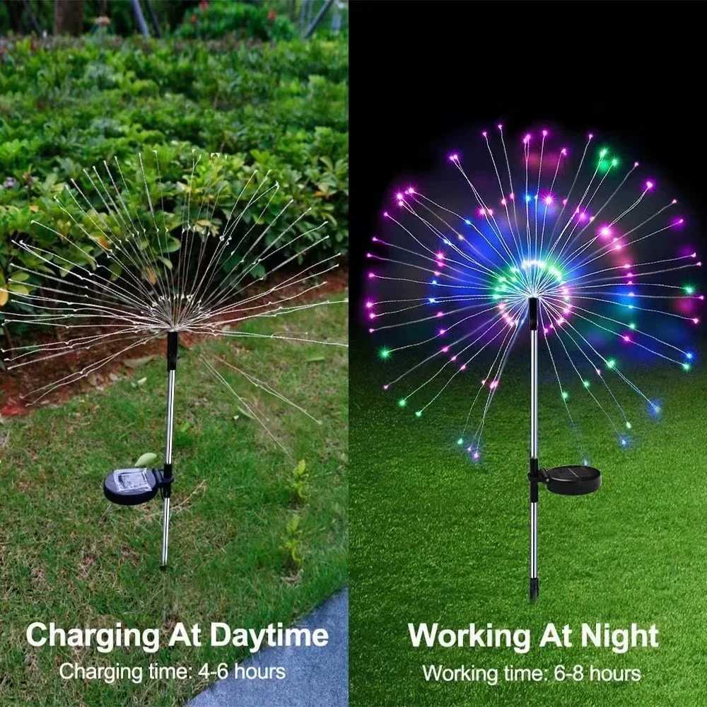 1Pcs Solar LED Firework Light Copper Wire Christmas Fairy Lights for Garden Lawn Pathway Outdoor Decoration C250922
