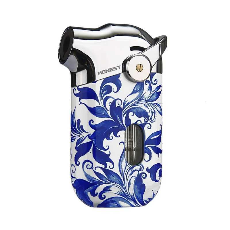 HONEST Premium Windproof Butane Torch Lighter Refillable Blue Flame for Cigar BBQ Metal Mens Gift F250922 W260202