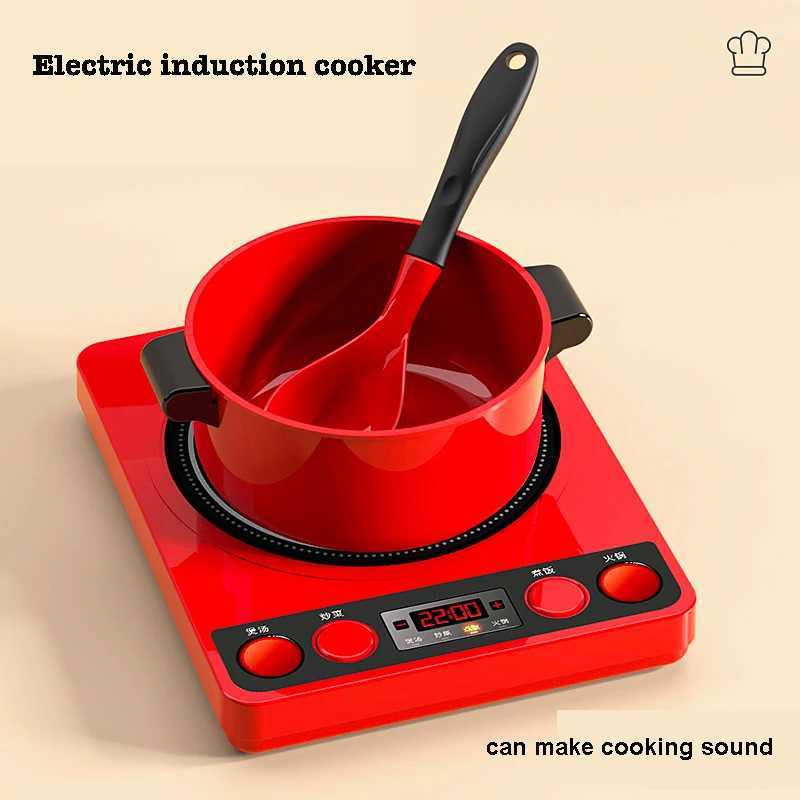 Red Kitchen Toys Pretend Play Simulation Food Cooking Kids Toys Girls Boys Educational Play House Interactive Toys for Children C250922