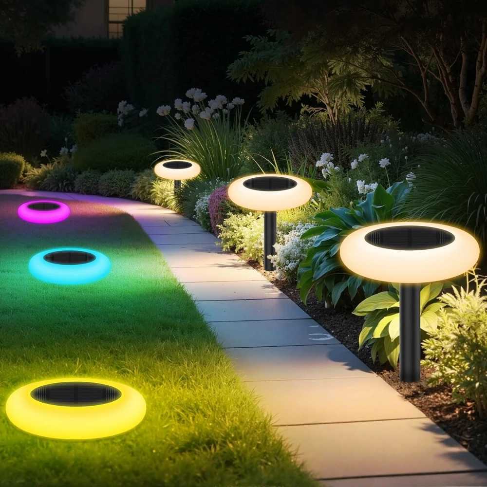 Solar Ground Lights Outdoor LED Solar Garden Lights IP65 Waterproof Landscape Pathway Floor Under Spot Lamp Decoration Lighting C250922