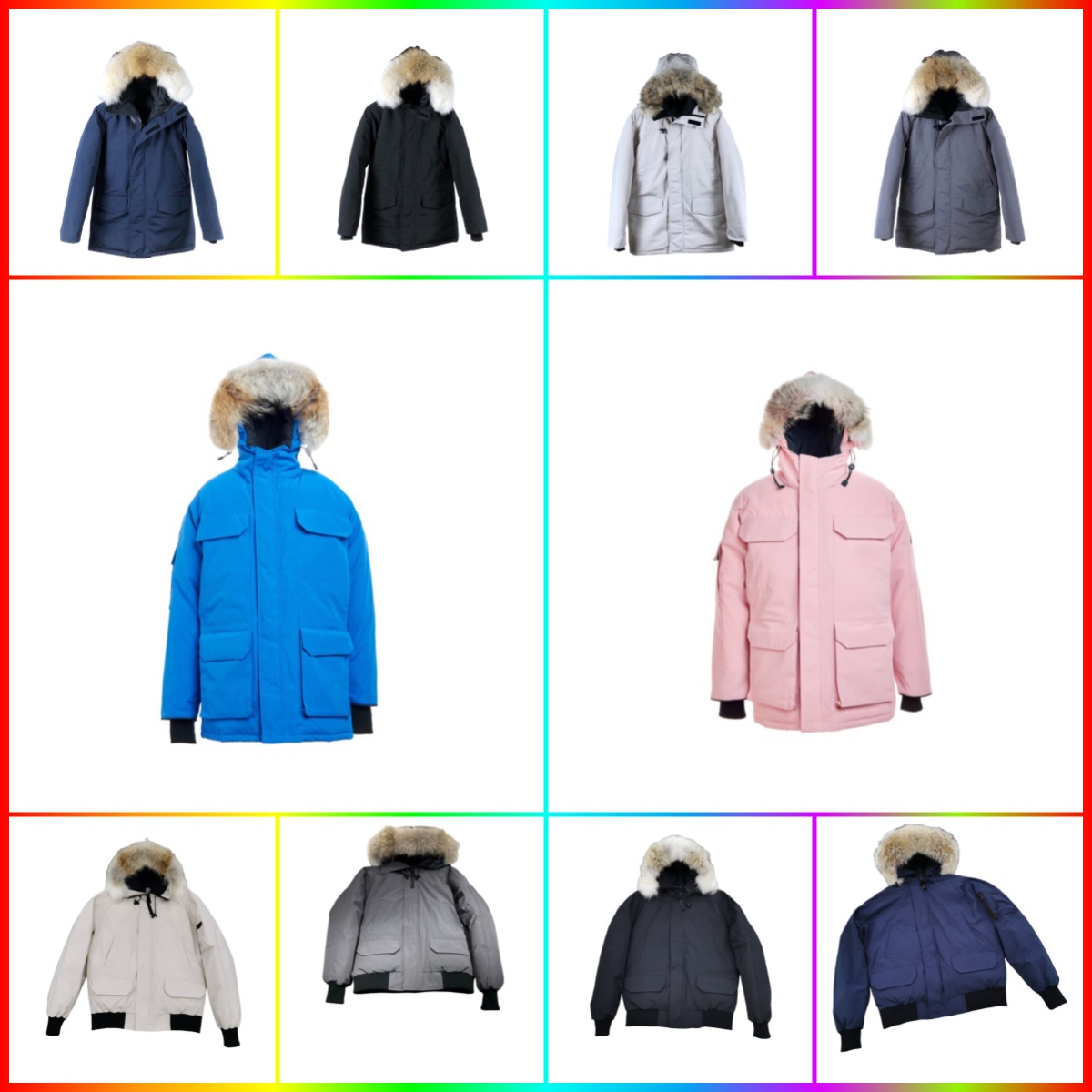 Men top-Quality Designer purffer jacket Down Jacket men's Women's Wolf Fur Collar Parka Winter Fashion Outdoor Padded Warm Windproof Jacket parkas