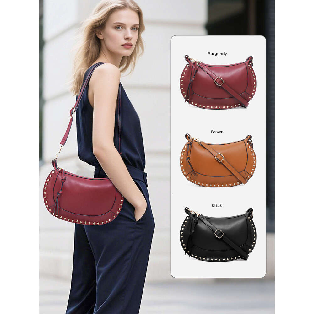 Designer Bags High-Quality Autumn Winter Classic series rivet zipper crossbody single-shoulder half-crescent bag for women.
