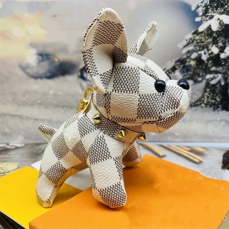 Designer Keychain High Quality 13CM French Bulldog Bag Pendant Dog Keyring Car Interior Decoration Leather Bag Pendant Wholesale Volume Large Discount