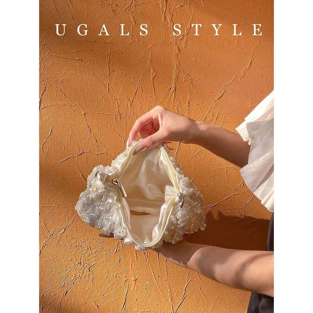 Designer Luxury Handmade Dia Bucket Evening Chain Shoulder Beaded Clutch Bag For Wedding Party