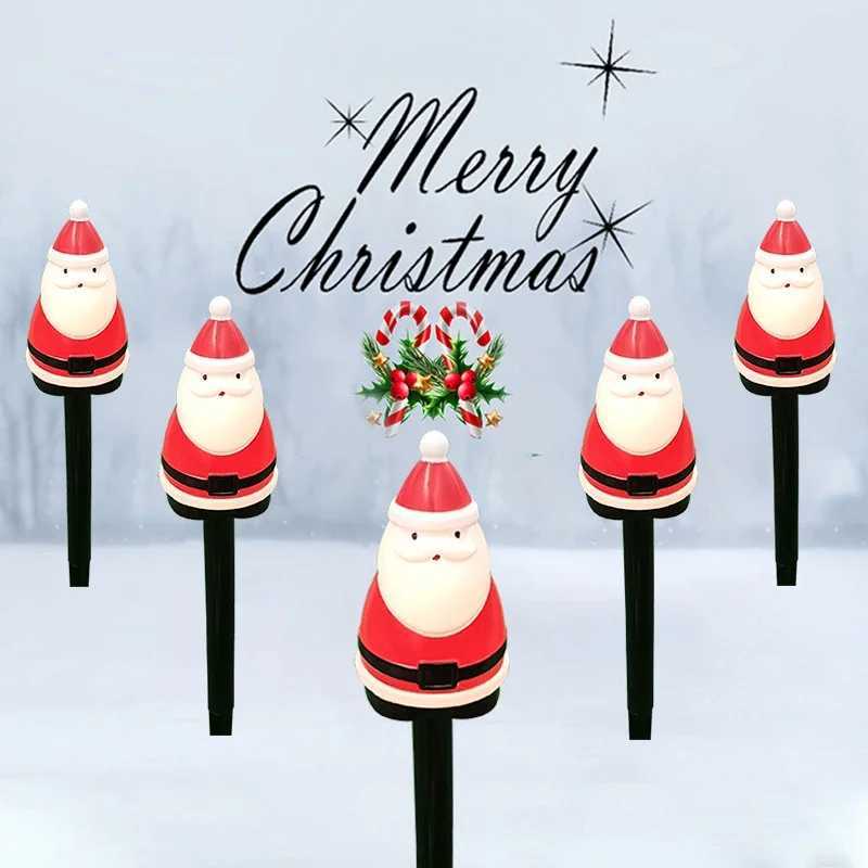 LED Solar Lamp Garden Light Christmas Decor Santa Claus Lawn Lamps Candy Cane Outdoor Waterproof New Year Halloween for Pathway C250922